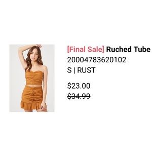 Forever 21 Rust Tube top & matching skirt